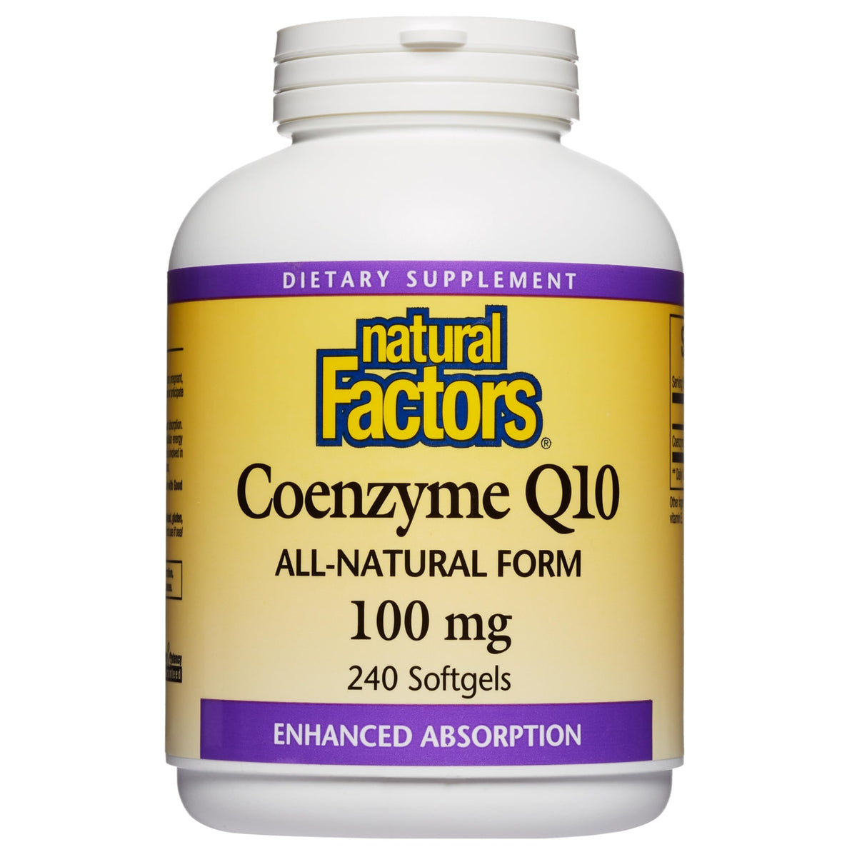 Natural Factors Coenzyme Q10 100 mg gélules devant l'emballage