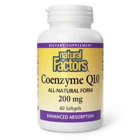 Natural Factors Coenzyme Q10 200 mg gélules softgels vue de face
