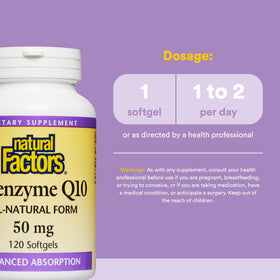 Natural Factors Coenzyme Q10 50mg softgels side view