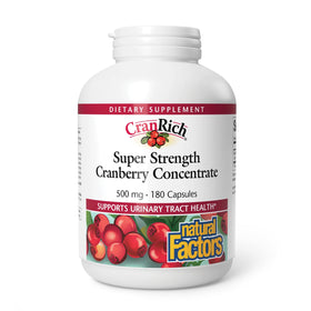 Natural Factors Concentré de Canneberge 500 mg 180 Capsules vue de face