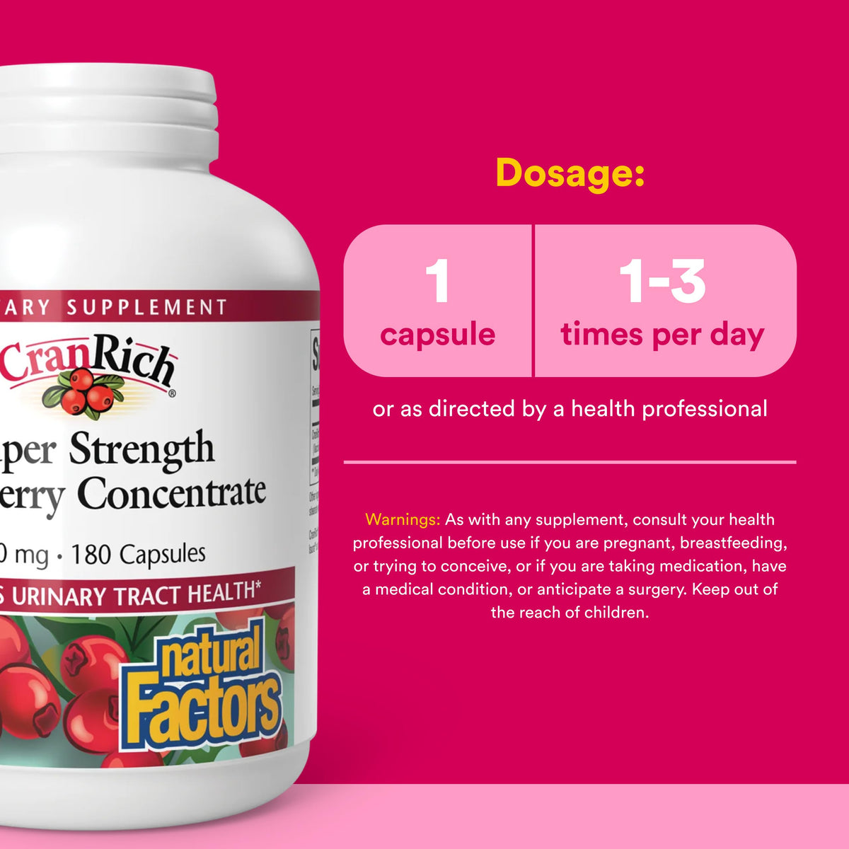 Natural Factors Concentré de Canneberge 500 mg ouvert avec capsules