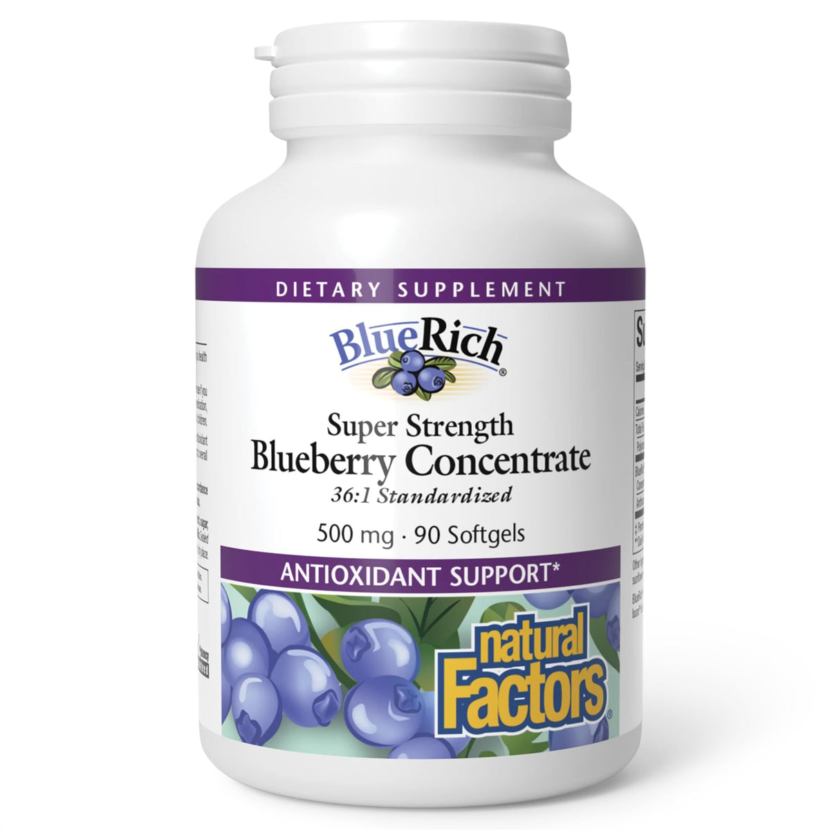 Natural Factors Concentré de Myrtille Super Force 500 mg boîte avant