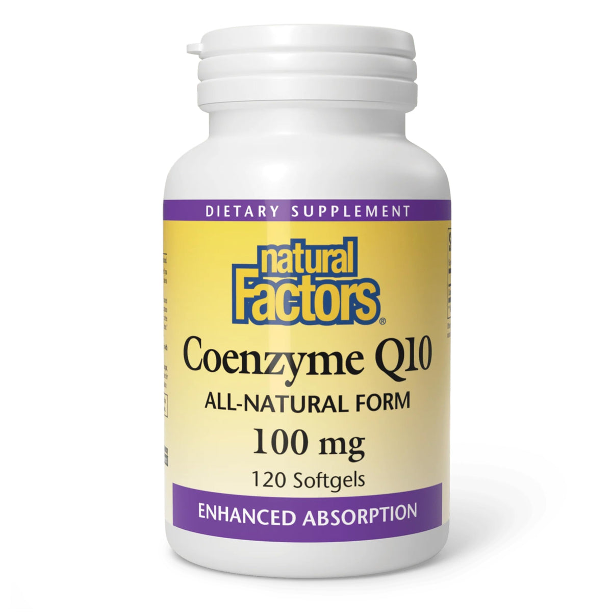 Natural Factors CoQ10 100 mg 120 gélules molles vue de face
