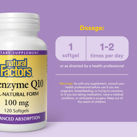Natural Factors CoQ10 100 mg gélules molles en main