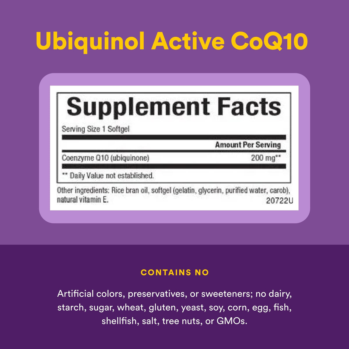 Natural Factors CoQ10 200 mg, flacon ouvert avec gélules visibles