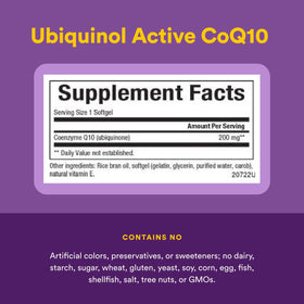 Natural Factors CoQ10 200 mg, flacon ouvert avec gélules visibles