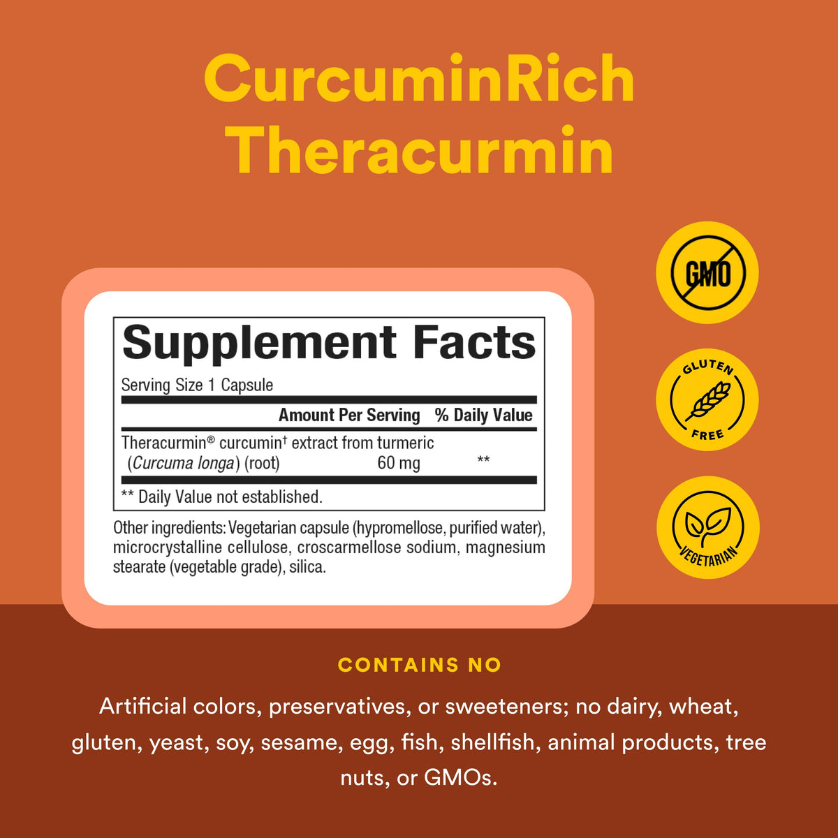 Natural Factors Curcuma Theracurmin Double Force 120 Capsules avec des ingrédients naturels en arrière-plan
