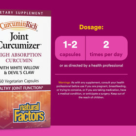 Natural Factors CurcuminRich Joint Curcumizer 60 Capsules, vue de côté