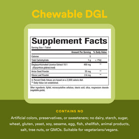 Natural Factors DGL Réglisse 400 mg, vue de côté de l'emballage