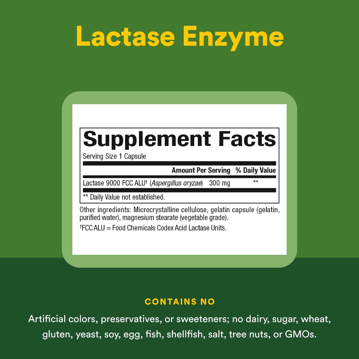 Natural Factors Enzyme Lactase 300 mg 60 capsules avec étiquette