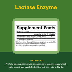 Natural Factors Enzyme Lactase 300 mg 60 capsules avec étiquette
