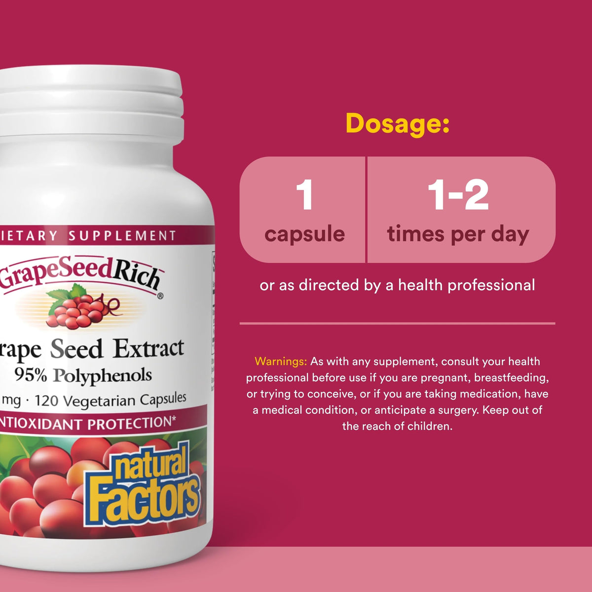 Natural Factors Extrait de Pépin de Raisin capsules ouvertes