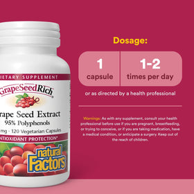 Natural Factors Extrait de Pépin de Raisin capsules ouvertes