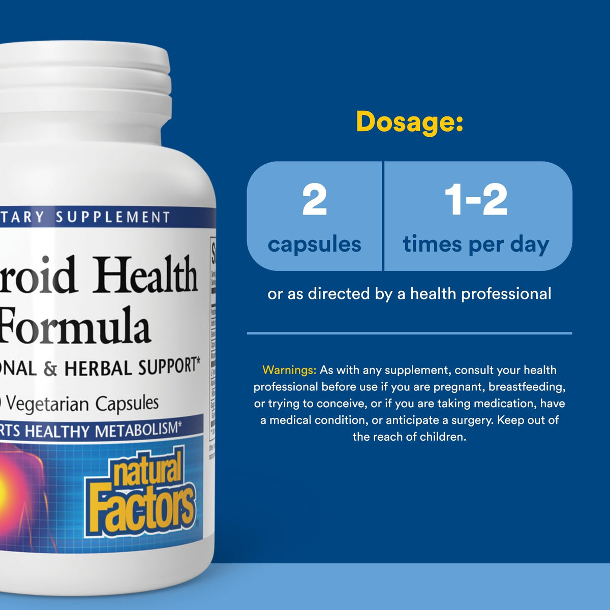 Natural Factors Formule de Santé Thyroïdienne 60 Capsules Végétales - Capsules en gros plan