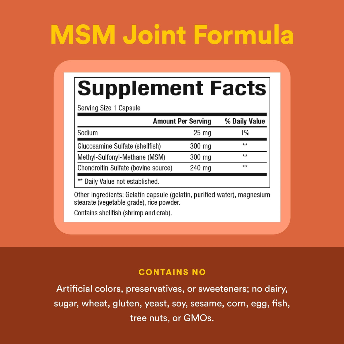 Natural Factors Formule MSM Articulaire 180 capsules ouvertes
