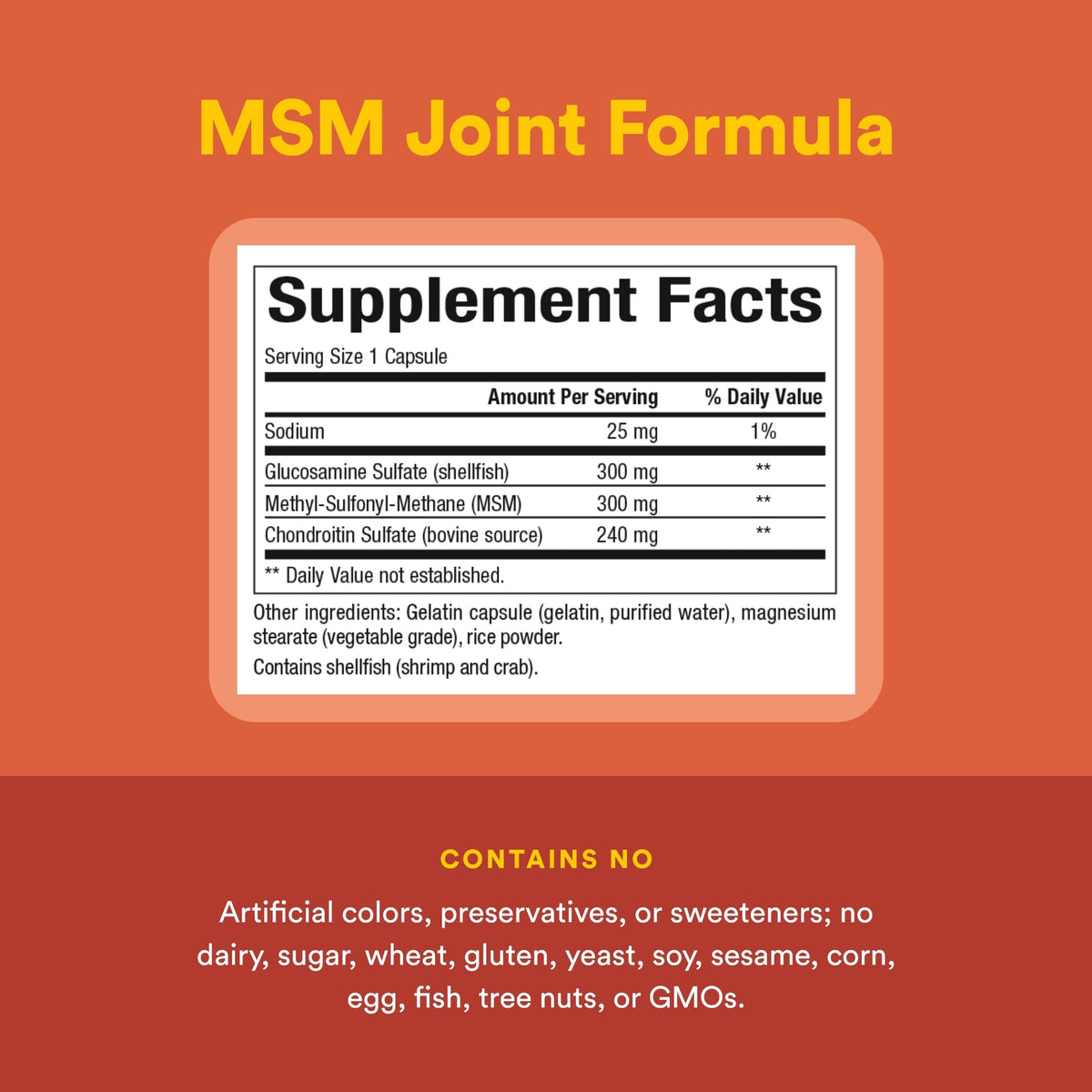 Natural Factors Formule MSM Articulaire 90 gélules avec étiquette