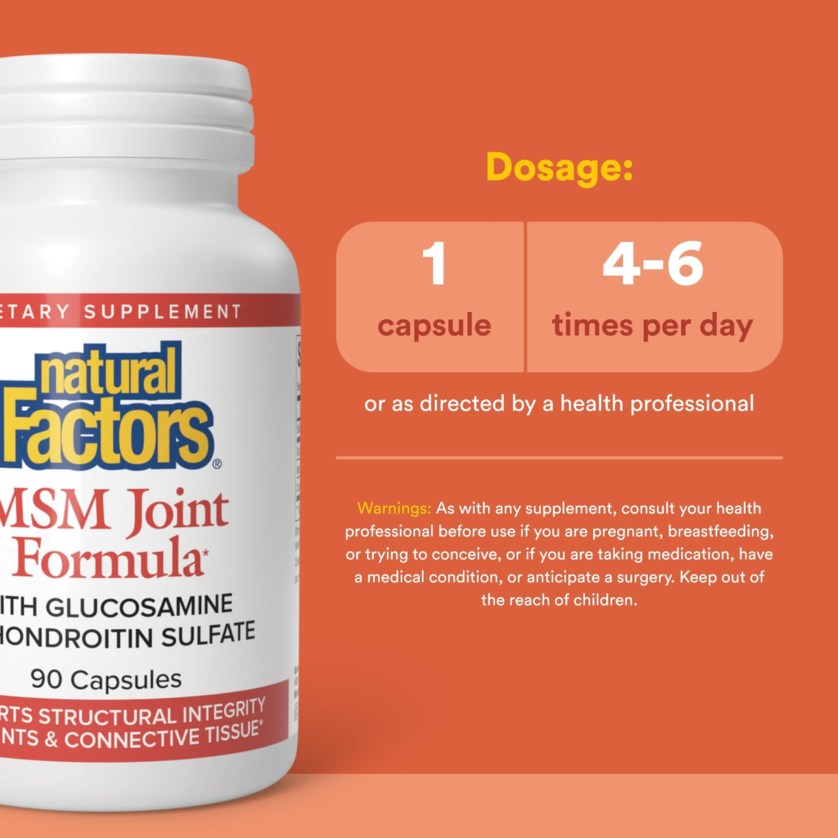 Natural Factors Formule MSM Articulaire 90 gélules côté