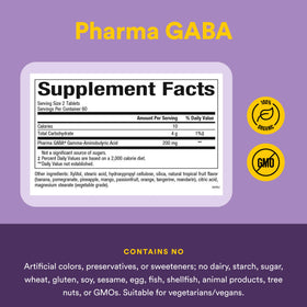 Natural Factors GABA, comprimés à mâcher avec ingrédients visibles