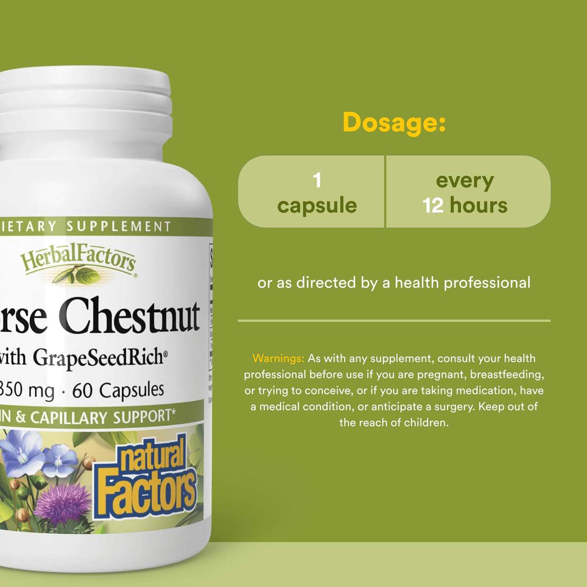 Natural Factors Horse Chestnut capsule inside bottle