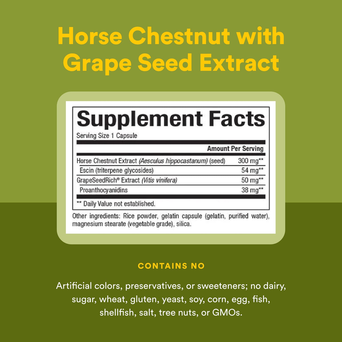 Natural Factors Horse Chestnut ingredients list