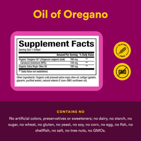 Natural Factors Huile d'Origan Bio, gélules molles avec un verre d'eau