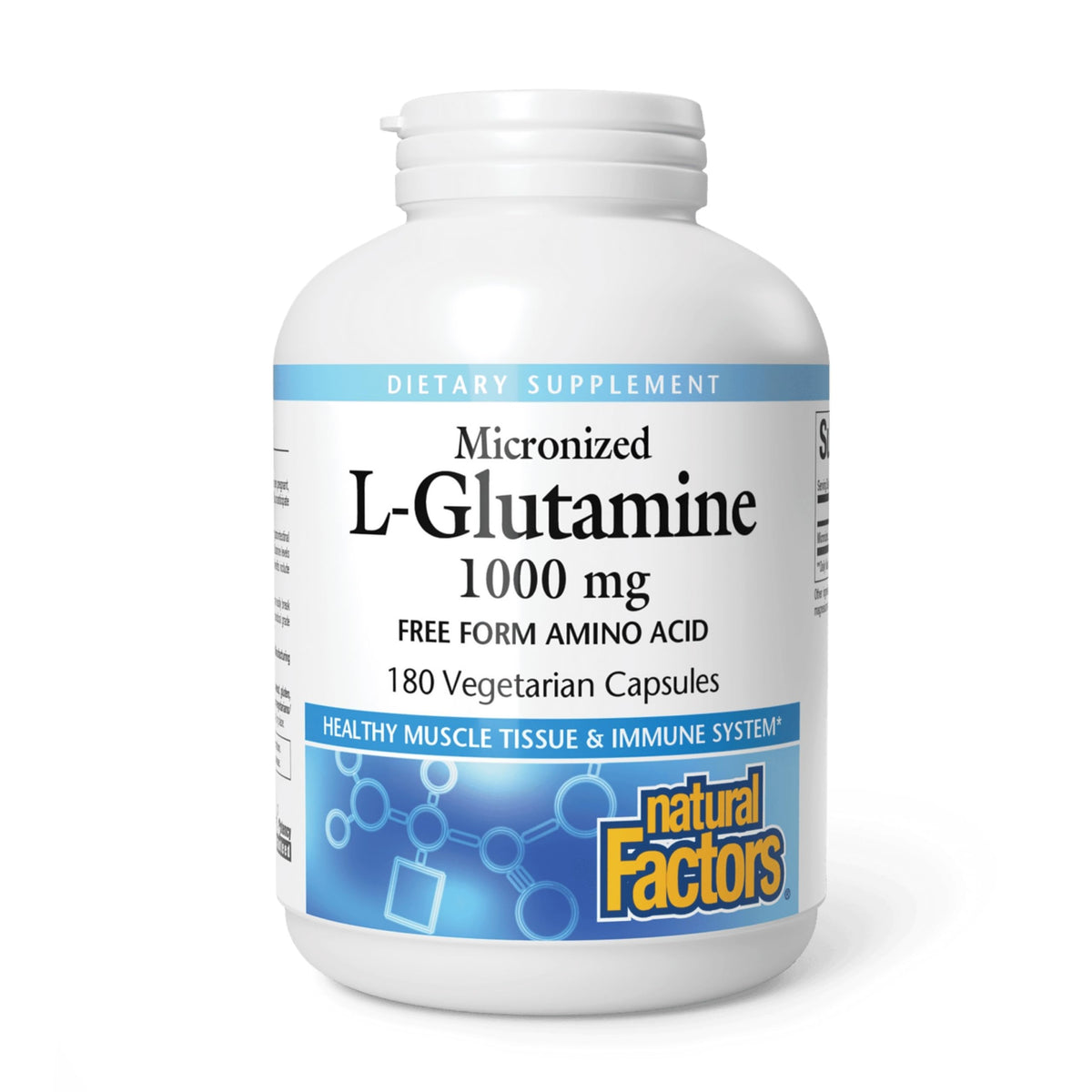 Natural Factors L-Glutamine 1000 mg 180 capsules front view