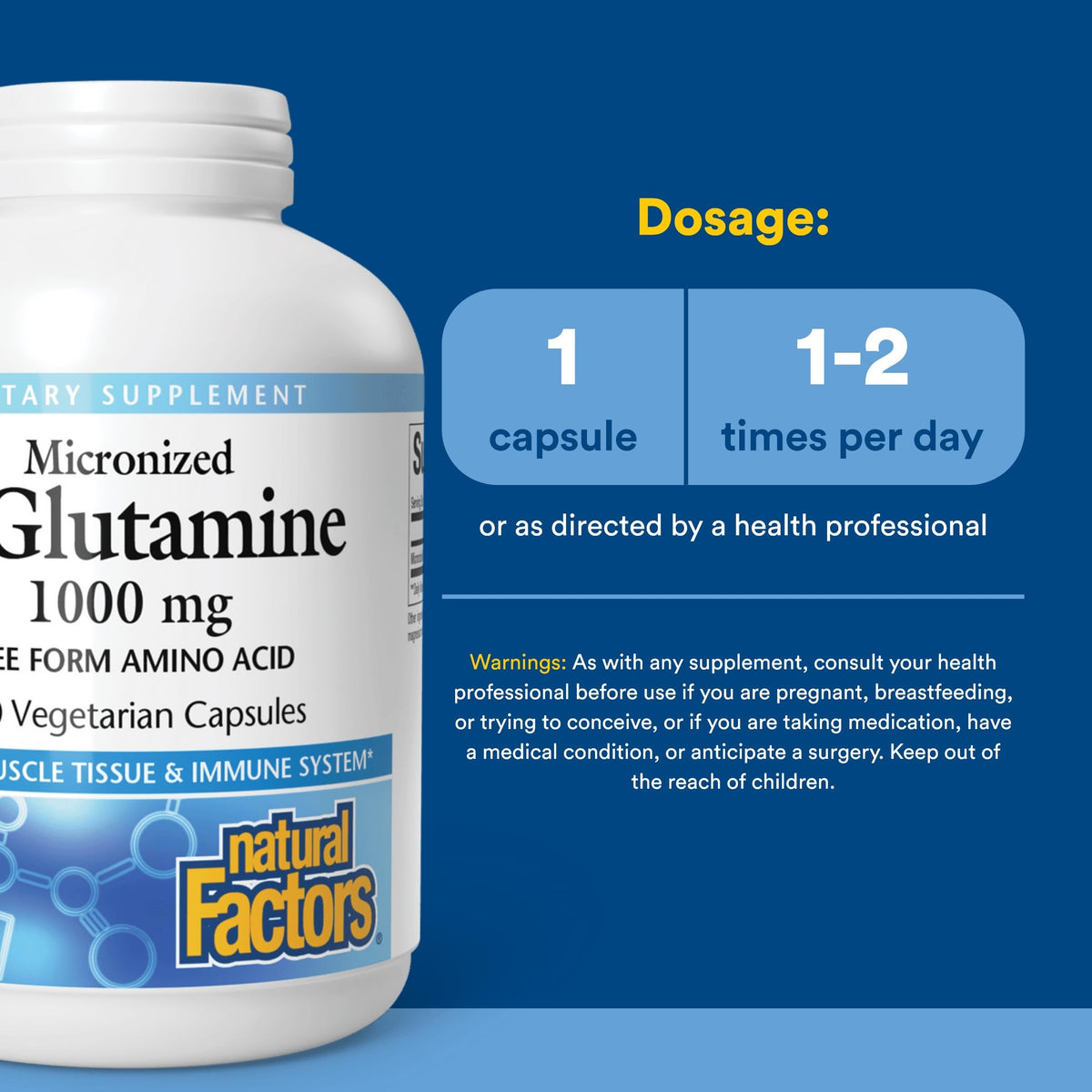 Natural Factors L-Glutamine 1000 mg 180 capsules packaging