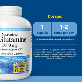 Natural Factors L-Glutamine 1000 mg 180 capsules packaging