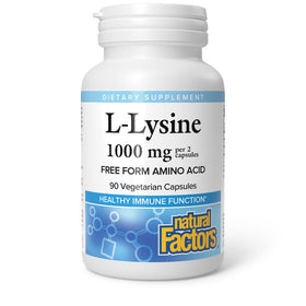 Natural Factors L-Lysine 1000 mg 90 capsules front view