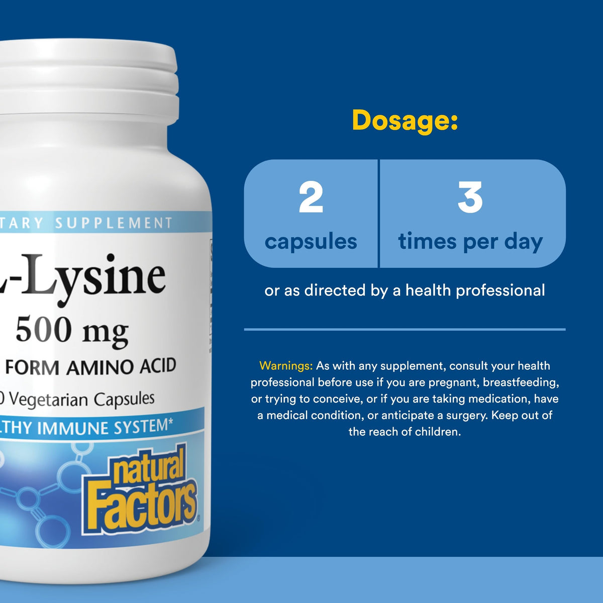 Natural Factors L-Lysine 1000 mg capsules close-up