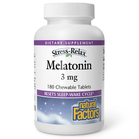 Natural Factors Melatonin 3 mg 180 comprimés à mâcher, vue de face