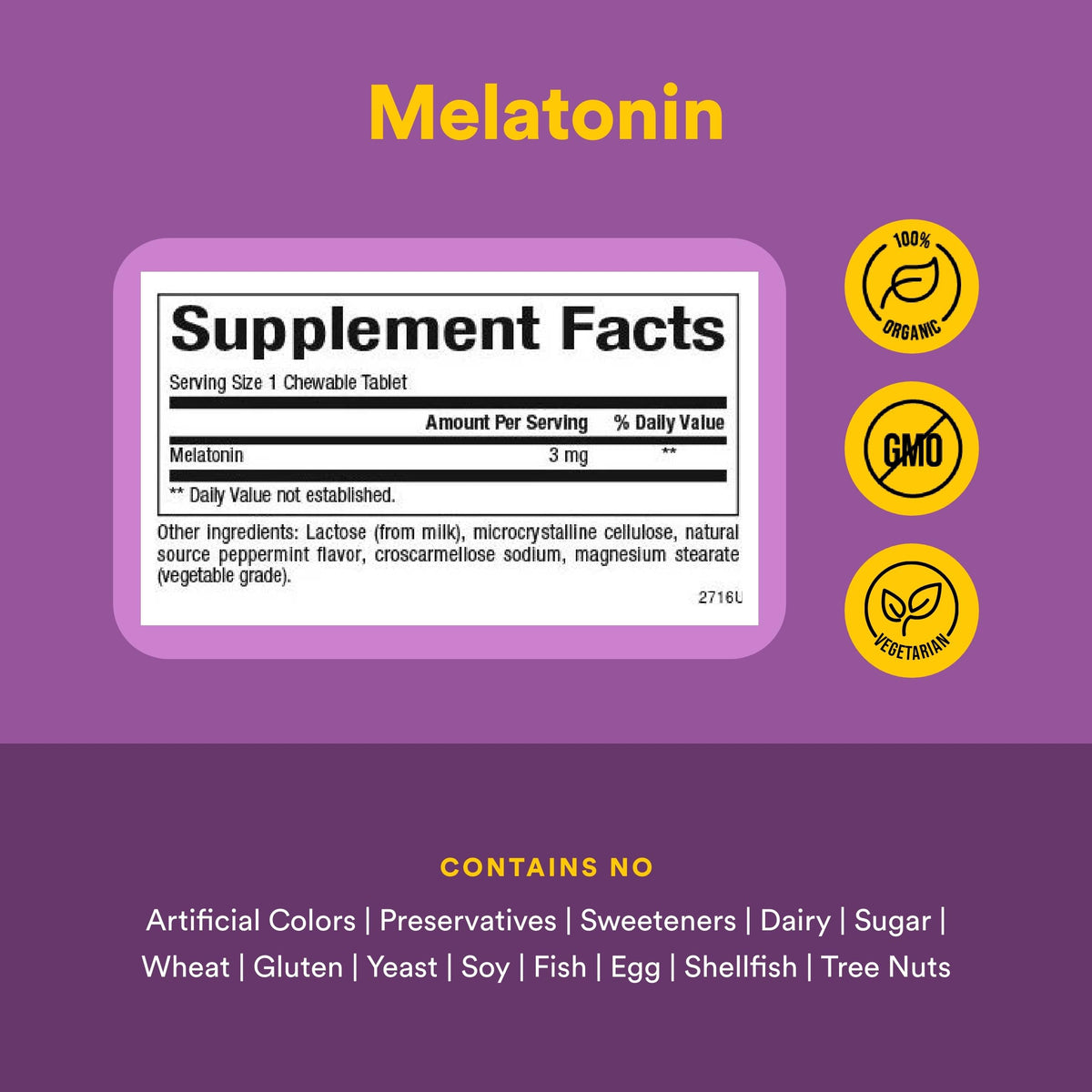 Natural Factors Melatonin 3 mg, comprimés à mâcher en menthe