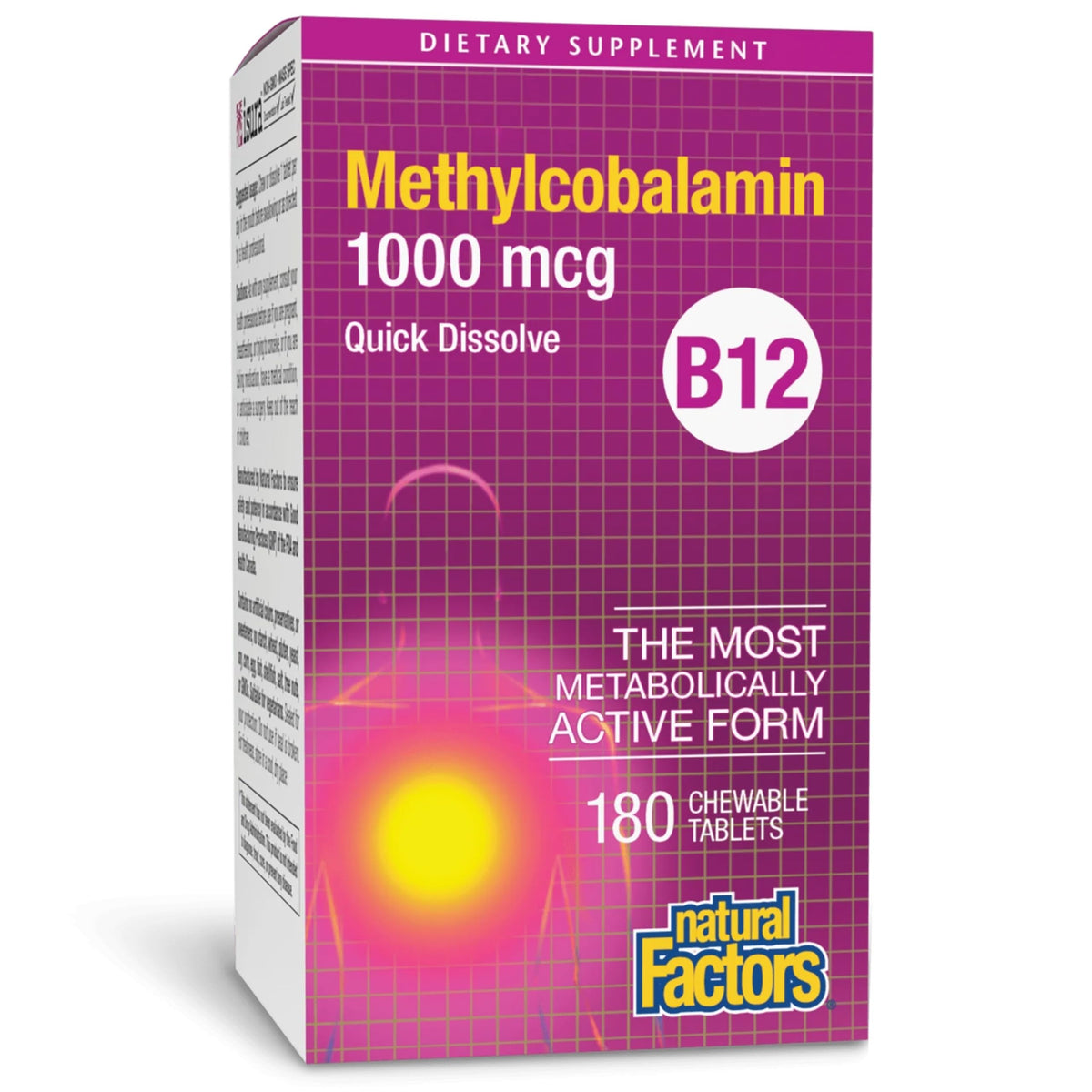 Natural Factors Methylcobalamin 1 000 mcg comprimés à mâcher avant d'être ouverts