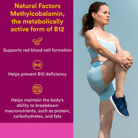 Natural Factors Methylcobalamin B12 5000 mcg comprimés à mâcher, informations nutritionnelles sur l'emballage