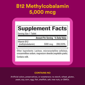 Natural Factors Methylcobalamin B12 5000 mcg comprimés à mâcher, prise de comprimés avec un verre d'eau
