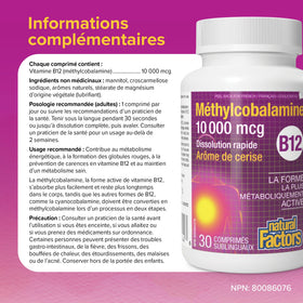 Natural Factors Methylcobalamin Vitamine B12, image de lifestyle avec des fruits