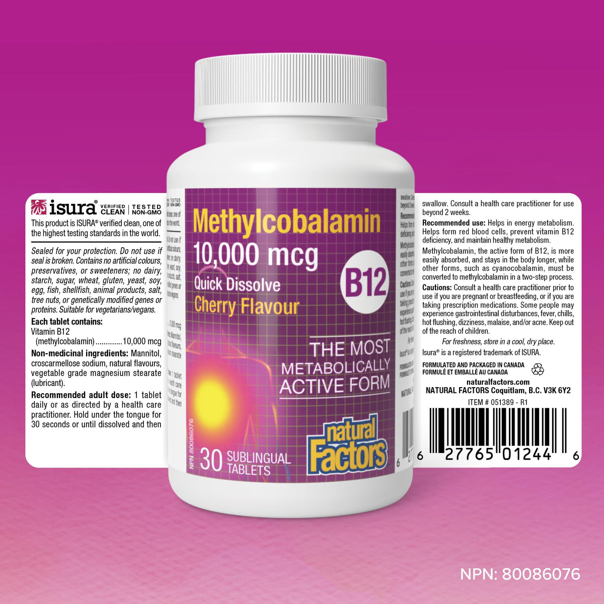 Natural Factors Methylcobalamin Vitamine B12, image de style de vie actif