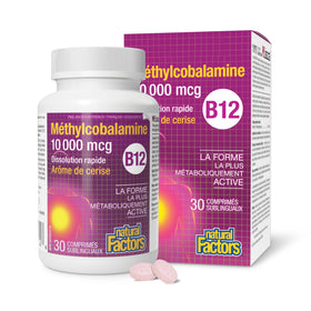 Natural Factors Methylcobalamin Vitamine B12, tableau des ingrédients
