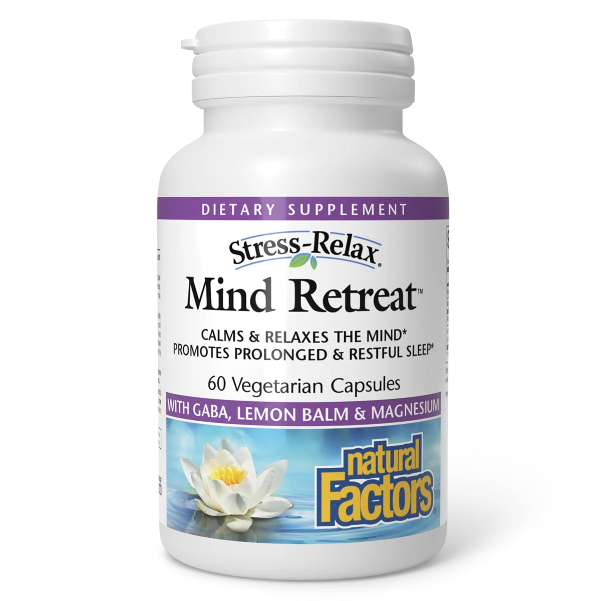 Natural Factors Mind Retreat 60 capsules végétariennes, vue de face