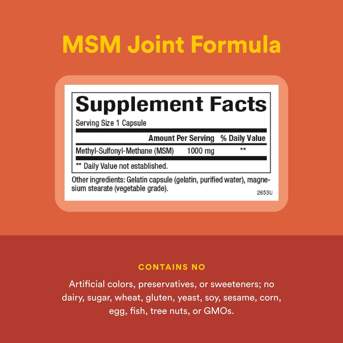 Natural Factors MSM 180 capsules avec échelle pour la taille