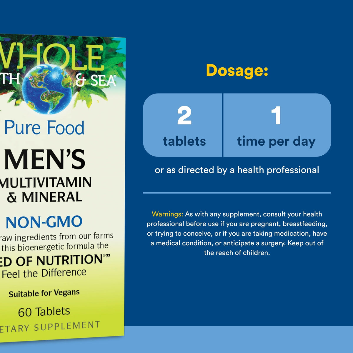Natural Factors Multivitamines & Minéraux pour Hommes, comprimé en gros plan