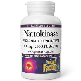 Natural Factors Nattokinase 100 mg 60 capsules végétariennes vue de l'emballage