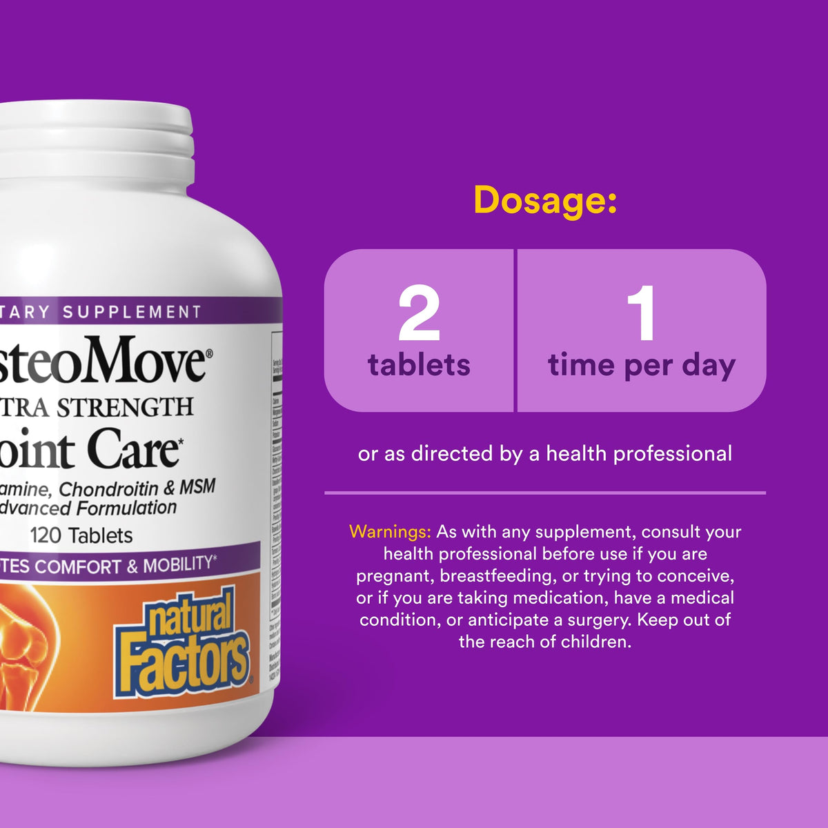 Natural Factors OsteoMove Extra Strength 120 comprimés en boîte