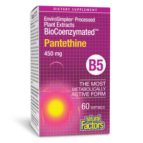 Natural Factors Pantethine B5 450 mg 60 gélules molles devant