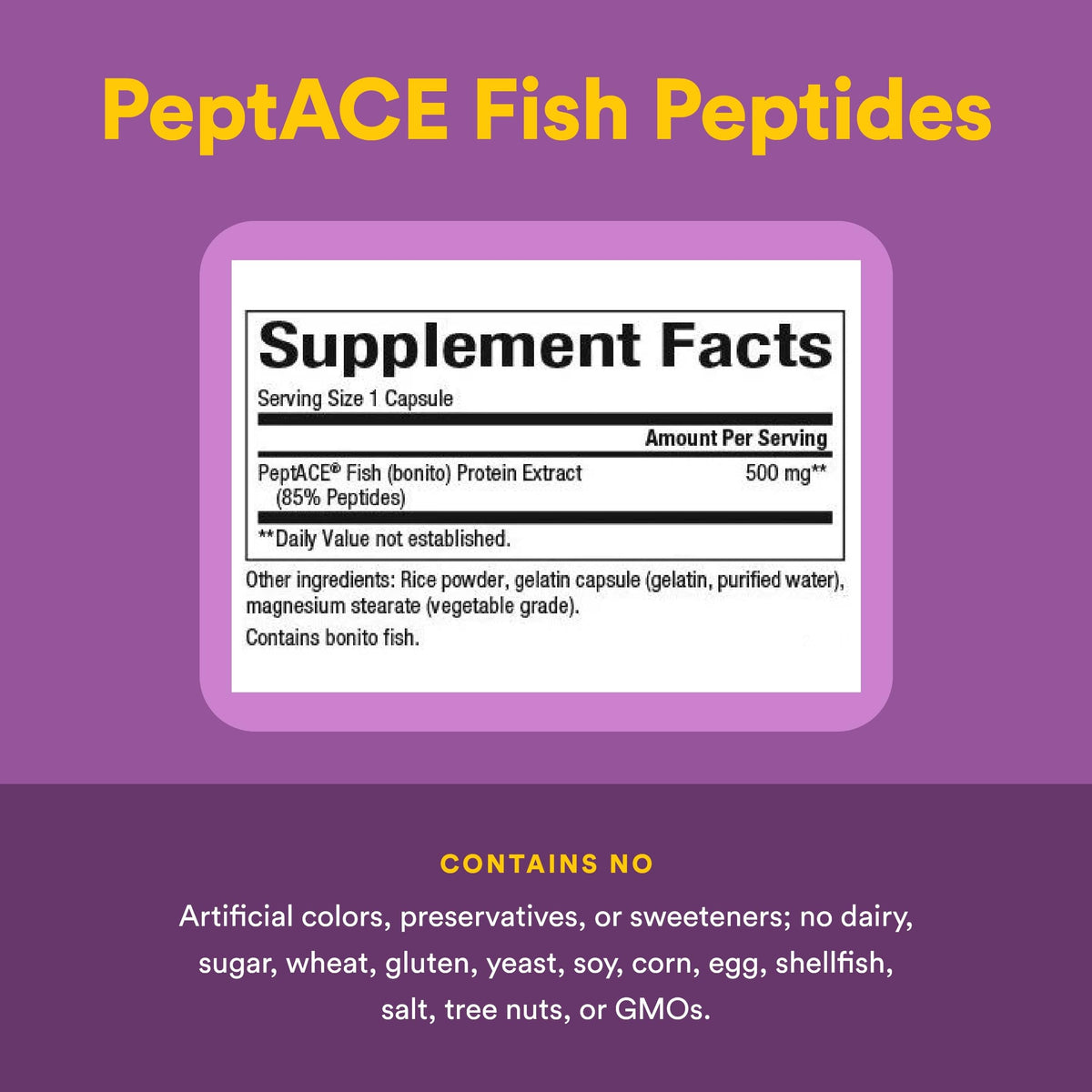Natural Factors PeptACE capsules sur une table en bois