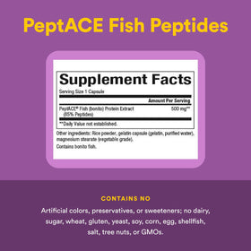 Natural Factors PeptACE capsules sur une table en bois