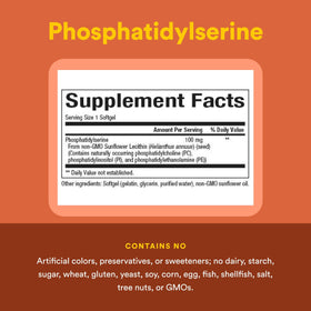 Natural Factors Phosphatidylserine 100 mg gélules sur fond blanc