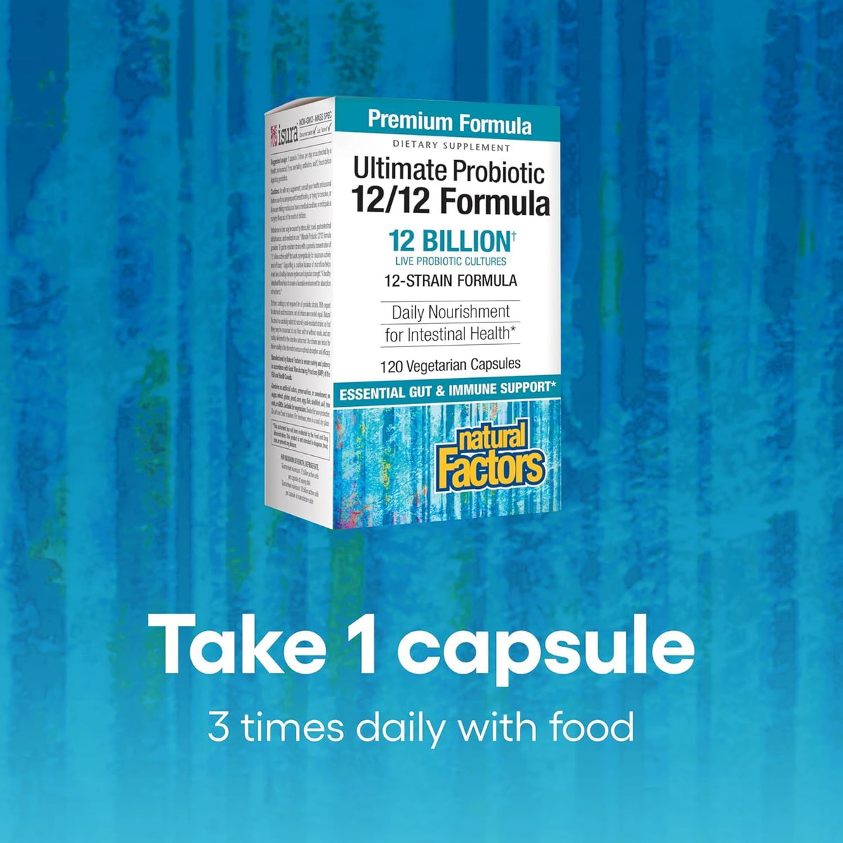 Natural Factors Probiotique 12/12 120 Capsules Végétales, avec un verre d'eau