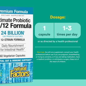 Natural Factors Probiotique 24/12 - Capsules végétariennes sur un fond blanc