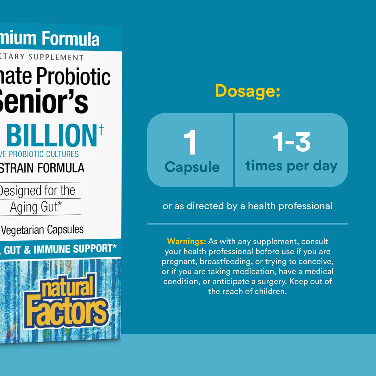 Natural Factors Probiotique Senior 30 Capsules Végétales - vue de côté
